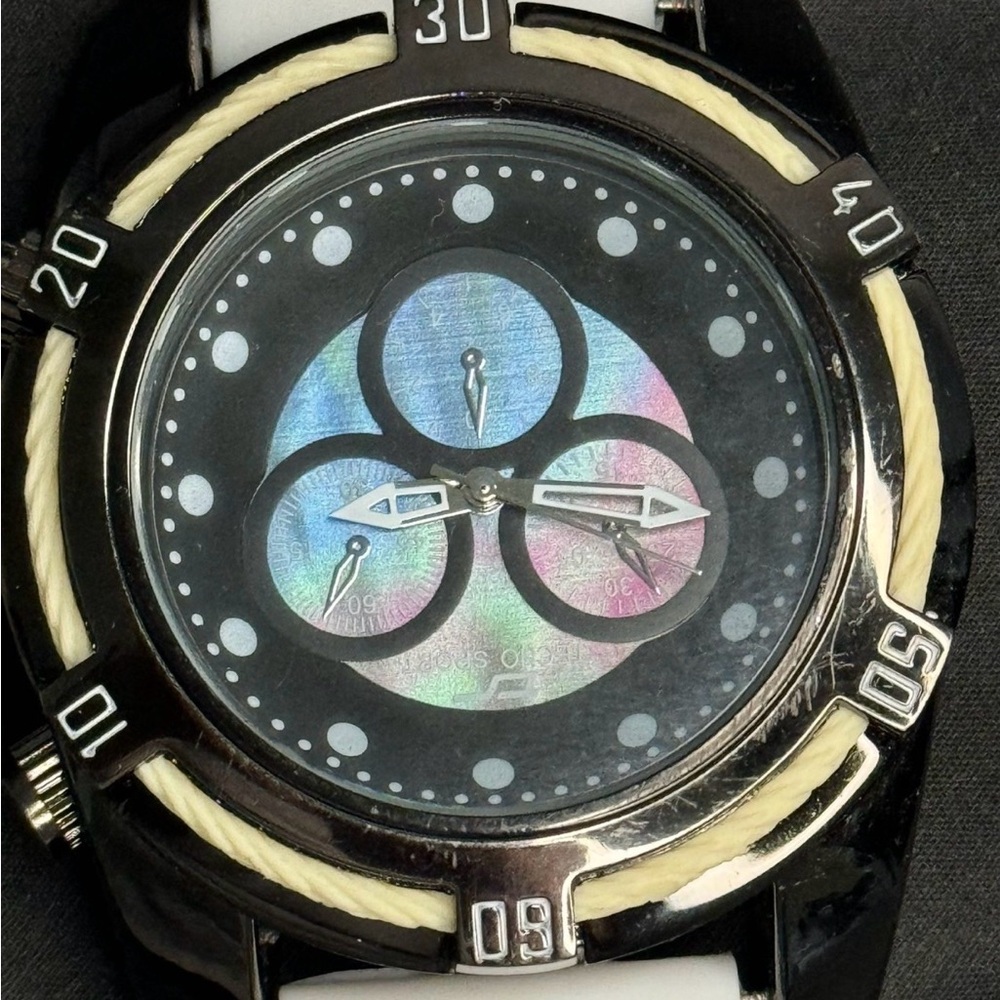 White Strap Sport Watch with Black & Gold Case - Picture 12 of 12